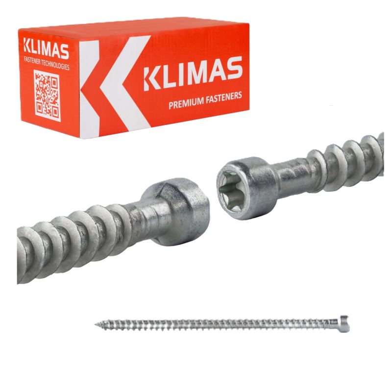 Wkręty konstrukcyjne Klimas WKFC Pełny gwint Łeb walcowy 8x180 mm 50szt