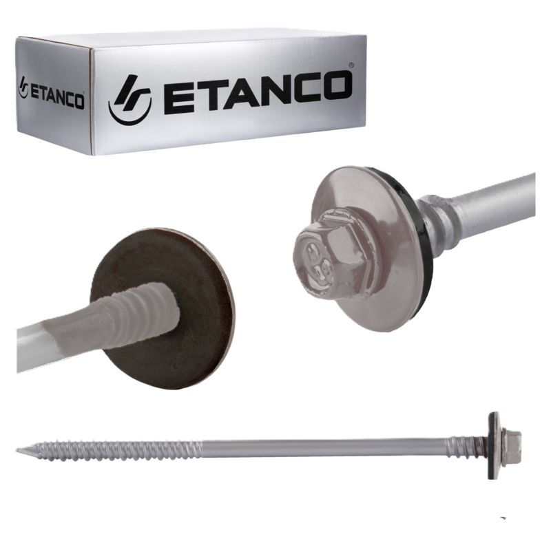 Wkręty dachowe Etanco GTRW SP A19 malowane RAL 9007 z podkładką EPDM 6,4/7,0x160 mm 100szt