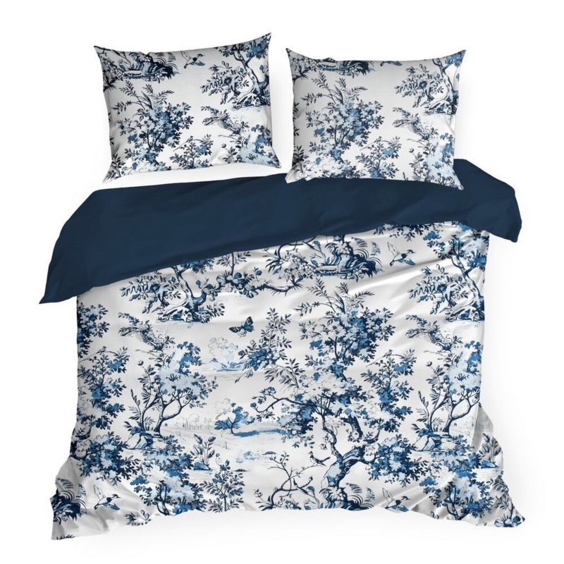 Pościel SPRING/86 Eurofirany ogród granat 160x200 cm satyna bawełniana 1 kpl.