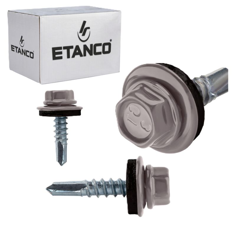 Wkręty samowiercące Etanco GT3 Z14 malowane RAL 9007 z podkładką EPDM 4,8x19 mm 250szt