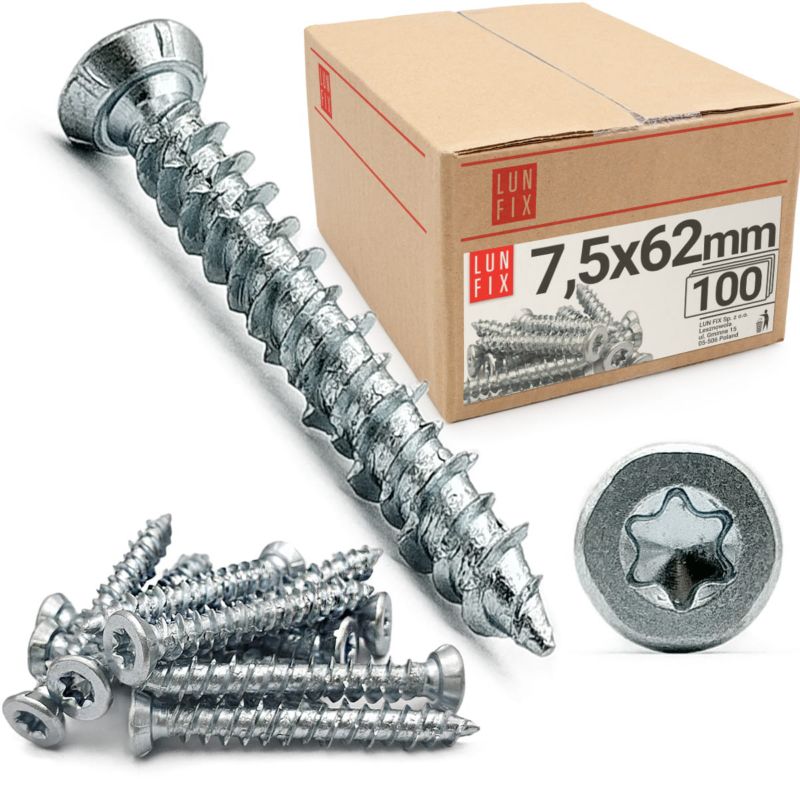 Wkręty do ościeżnic Lun Fix 7,5x62mm 100szt.