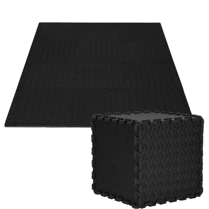 Mata piankowa Springos 90x118 cm do ćwiczeń czarne puzzle pod sprzęt pianka EVA 1 szt.