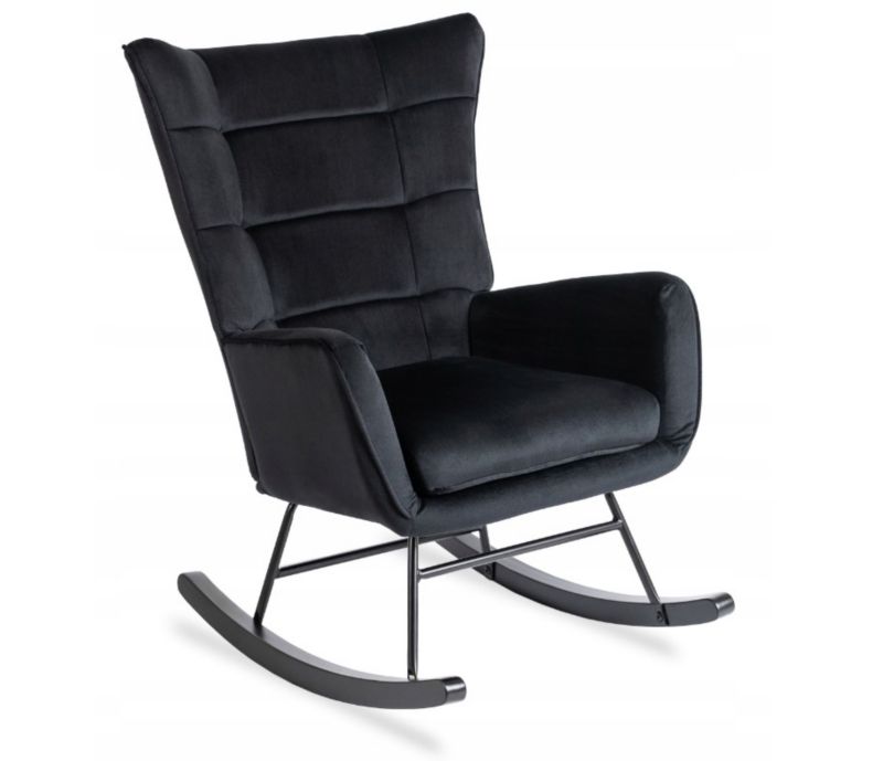 Fotel Bujany Jackson Mebel Elite Uszak Welurowy Czarny 1 szt