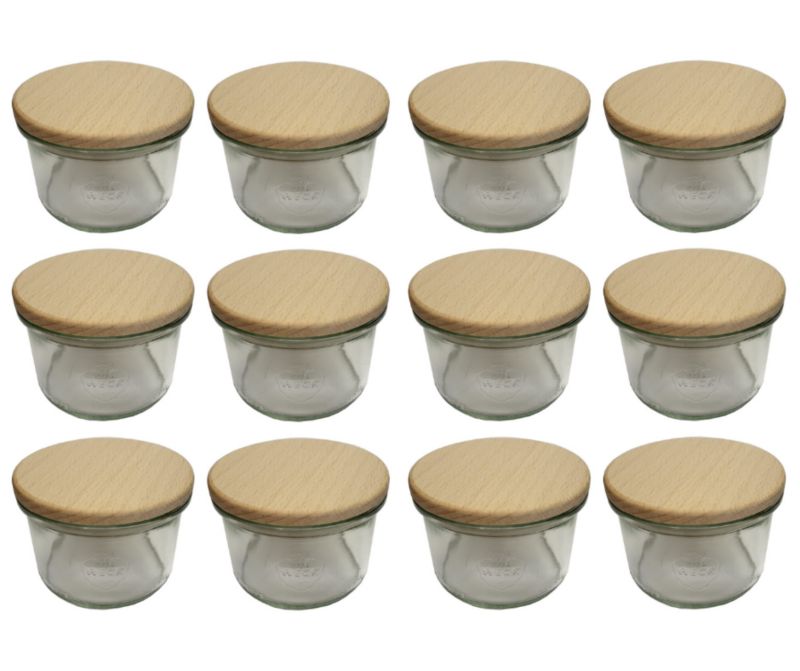 Słoiki MODO24 Weck 200 ml fi 80 mold drewniane wieka 12 kpl.