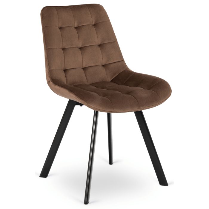 Krzesło Mebel Elite RICK Tapicerowane Welurowe Do Jadalni Salonu Loft Pikowane Brąz 1 szt