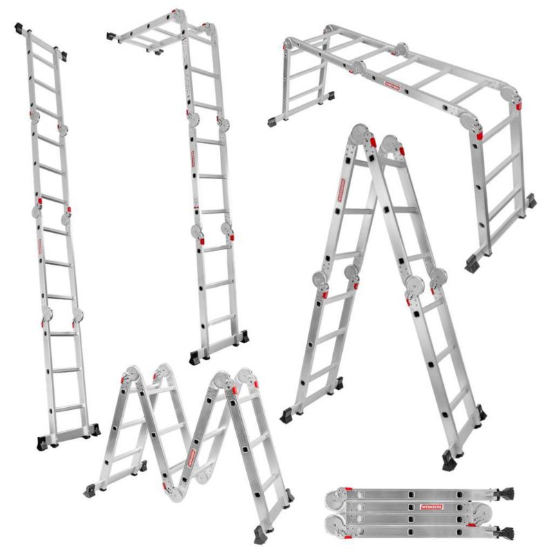 Drabina WERKBERG Aluminiowa Przegubowa Składana Wielofunkcyjna 4x3 1 szt.