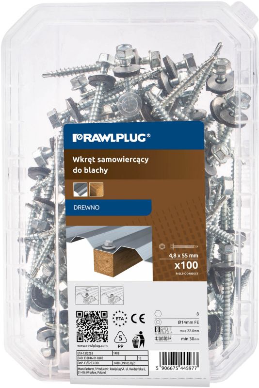 Wkręty samowiercące Rawlplug 4,8 x 55 mm ocynkowane 100 szt.