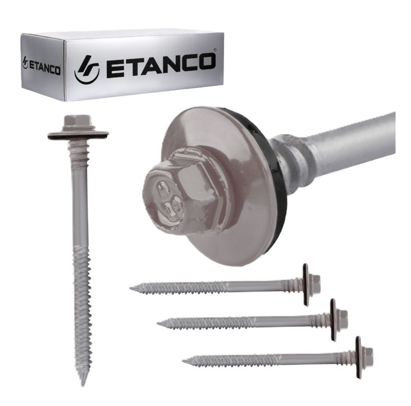 Wkręty dachowe Etanco GTRW SP A19 malowane RAL 9007 z podkładką EPDM 6,4/7,0x100 mm 100szt