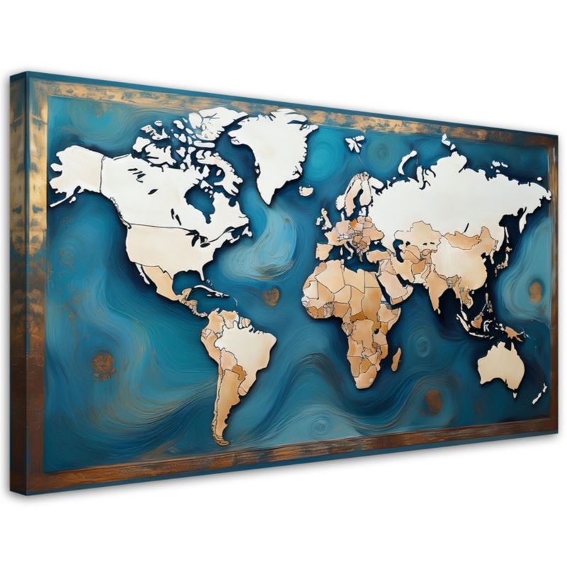 Obraz na płótnie Feeby Mapa Swiata Retro Turkusowy 120x60cm 1szt