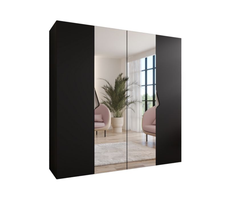 Szafa uchylna z lustrem otwierana Abiks SANDI 2 200 wys 202 cm Czarny + Kaszmir 1 szt