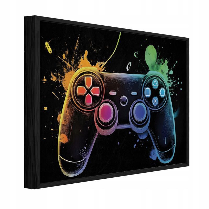 Obraz W Ramie WALLARENA Dla Dzieci Na Płótnie Dla Chłopca Gaming Pad Czarny 100x70 cm PPR15450O1 1 szt.