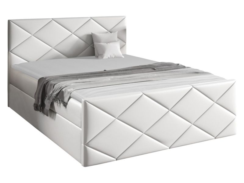 Łóżko kontynentalne MIRJAN 24 Herkules 140x200 biała ekoskóra 1 szt.