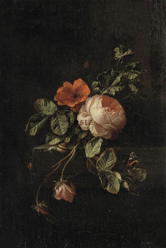 fototapeta ESTAhome kwiat martwa natura ciemnej czerwieniIczarnym 186 x 279 cm - 1 rol.