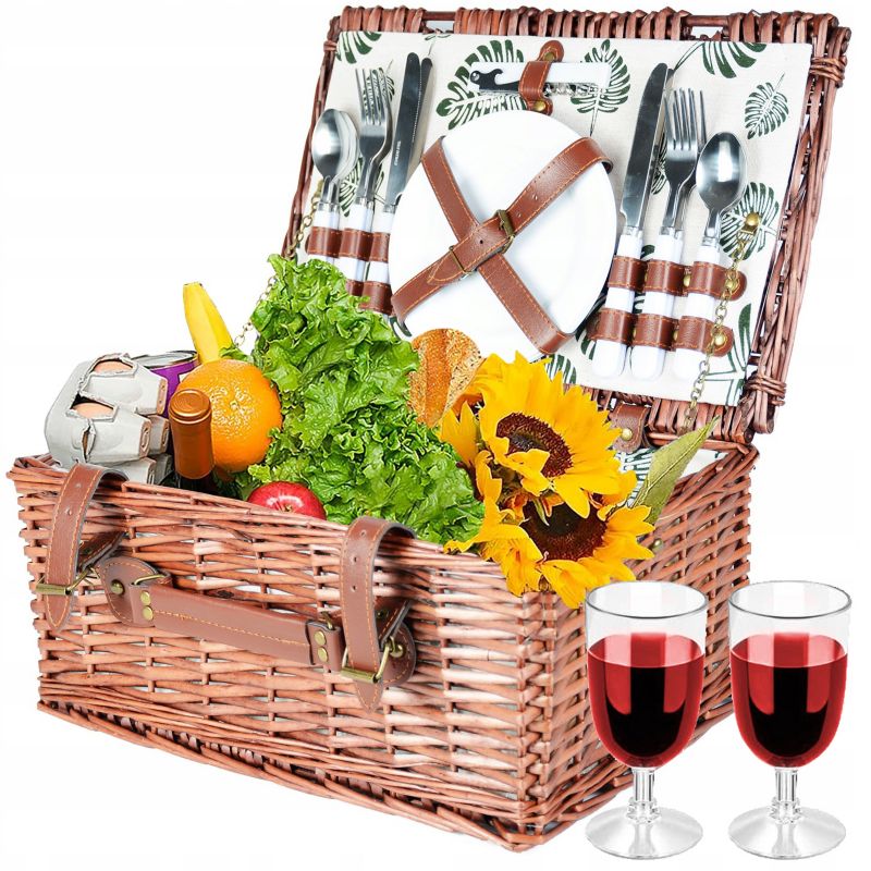 Kosz Piknikowy More&Deco Wiklinowy Z Wyposażeniem I Termotorbą Dla 4 Osób 1 Szt.