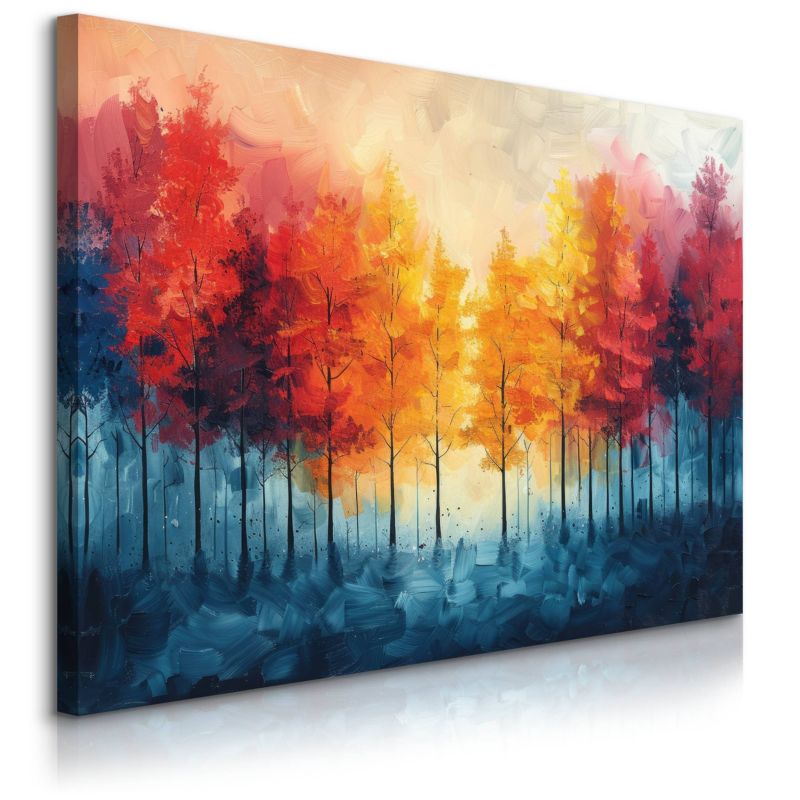 Obraz Muralo Do Salonu Sypialni Jesienny Las Akwarela Abstrakcja 90x60 cm 1 szt.