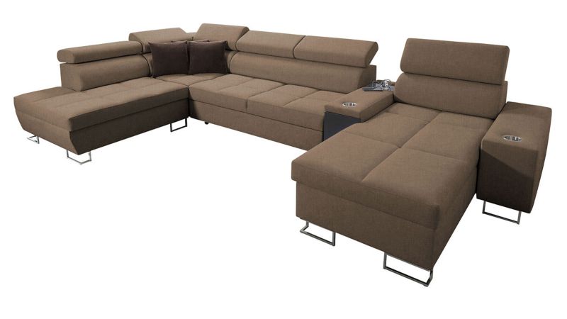 Narożnik z barkiem MIRJAN 24 Morena V prawy ciepły brąz + gorzka czekolada 1 szt.