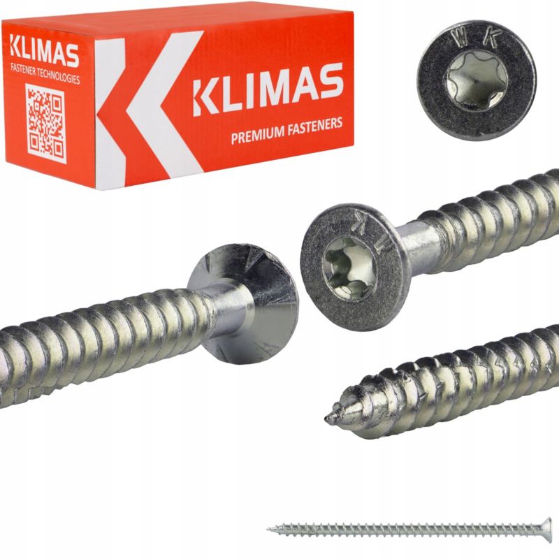 Wkręty konstrukcyjne Klimas WKFC Pełny gwint Łeb walcowy 8x160 mm 50szt