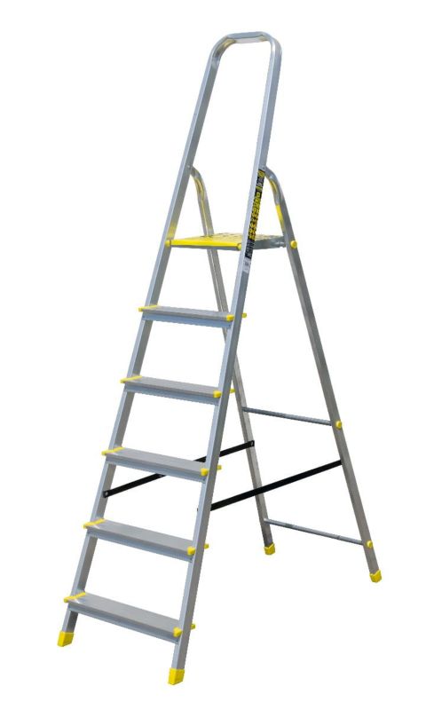 Drabina aluminiowa 6-stopniowa 120kg Bayersystem BS-DA6 domowa 1 szt.