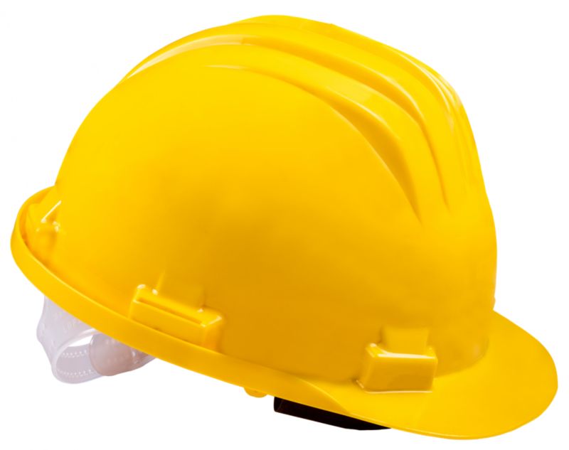 Hełm ochronny Modeco Expert regulacja paskowa więźba plastik żółty - etykieta - 1 szt.