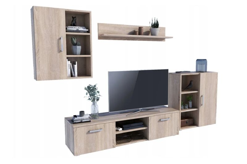 Zestaw mebli do salonu Kobi ICARO szafka RTV, szafka stojąca, szafka wisząca, półka - Dąb sonoma 1 szt.