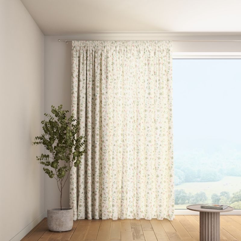 Zasłona na taśmie marszczącej 1 szt. 130 x 260 cm Dekoria małe kwiaty na jasnym tle 1 szt.