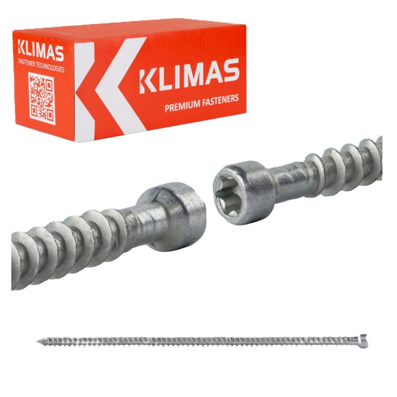 Wkręty konstrukcyjne Klimas WKFC Pełny gwint Łeb walcowy 8x240 mm 50szt