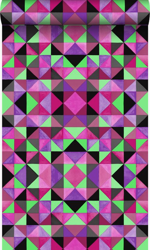 Tapeta Origin Wallcoverings kubizm różowymIzielonym 53 cm x 10.05 m - 1 rol.