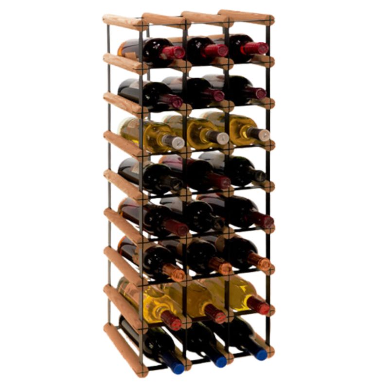 Regał na butelki MODO24 stojak PET metalowy drewniany eko solidny na 24 butelki czarny metal drewno brązowe 1 szt.