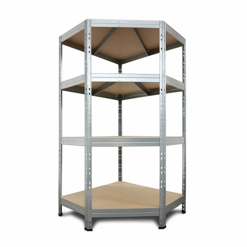 Regał narożny metalowy AR Shelving Rivet z 4 półkami HDF ocynkowany 180x90x45x62 cm 250 kg 1 szt
