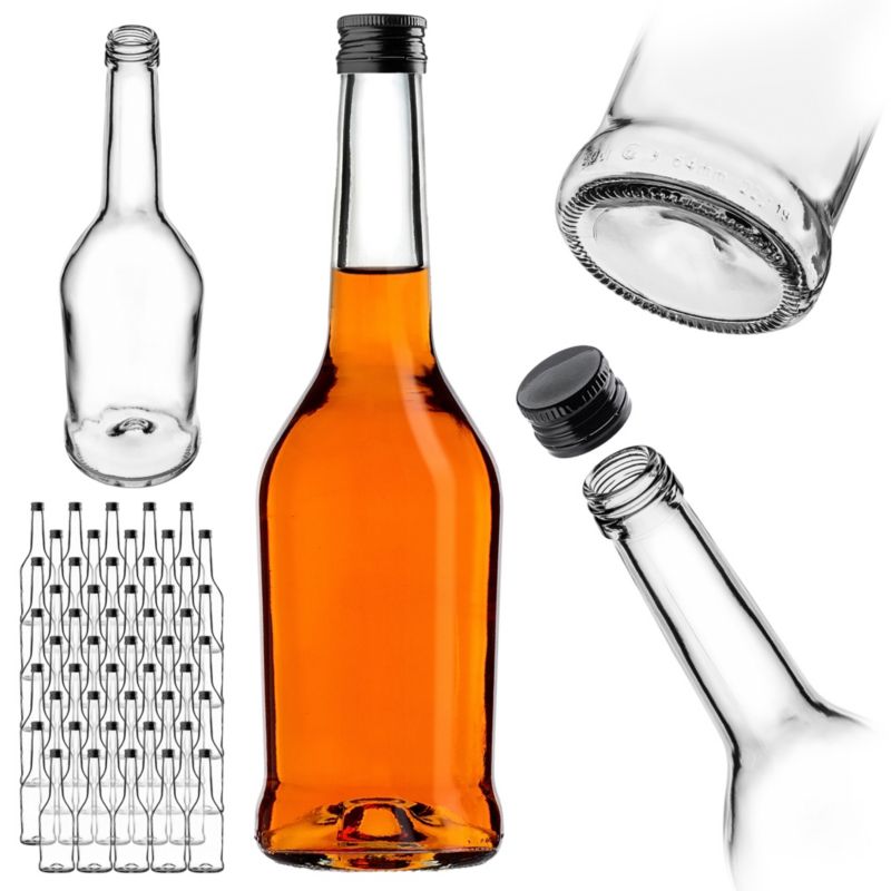 Butelka KADAX szklana 500 ml z czarną zakrętką 50 szt.