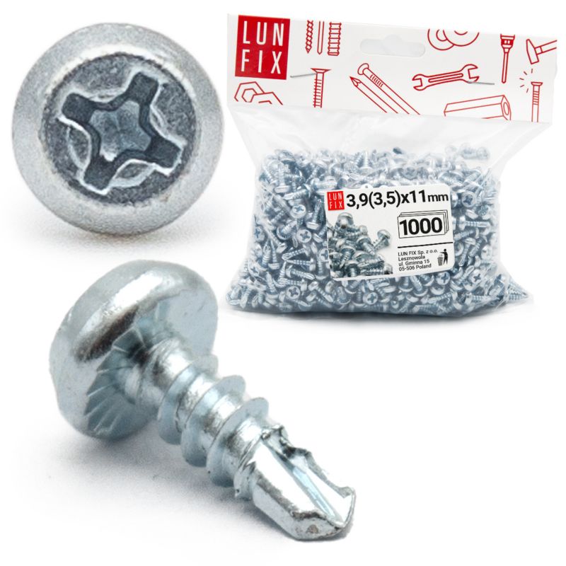 Wkręty do metalu Lun Fix pchełki 3,5x11mm 1000szt.