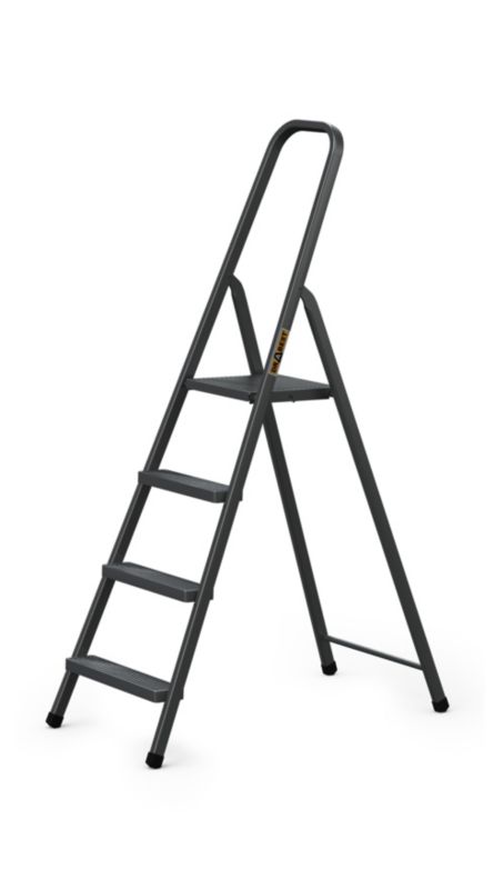 Drabina domowa stalowa jednostronna czarna, DRABEST, 4 stopnie, nośność 125 kg, 1 szt.