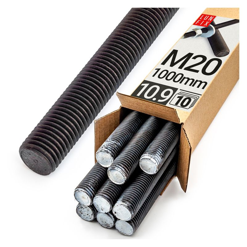 Pręt gwintowany Lun Fix kl.10.9 czarny M20x1000 10szt.