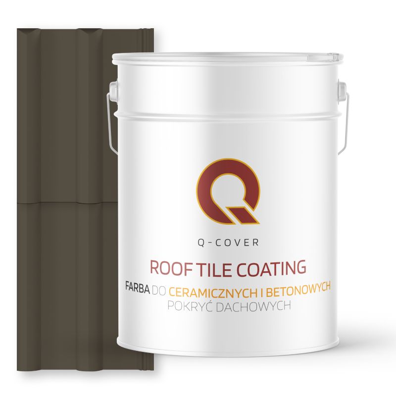 Farba do Dachów Ceramicznych i Betonowych Pokryć Dachowych Q-Cover Szaro-brązowy RAL7013 Wysoki Połysk 10L