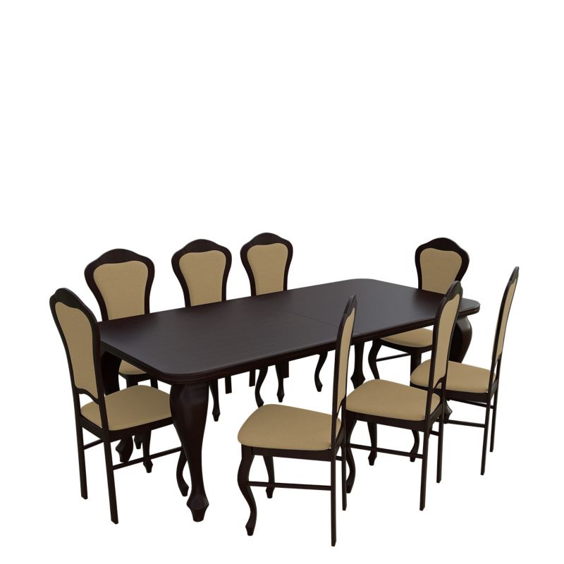 Zestaw RO09 MIRJAN 24 Stół rozkładany S13 100x200/300 + 8 krzeseł K30 orzech + piaskowy 1 kpl.