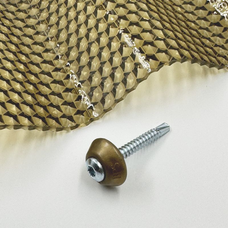 Śruby ocynkowane MK PC DIAMONDS M5x40 mm do metalu z podkładką uszczelniającą brązową, do pokrycia z poliwęglanu 50 szt.