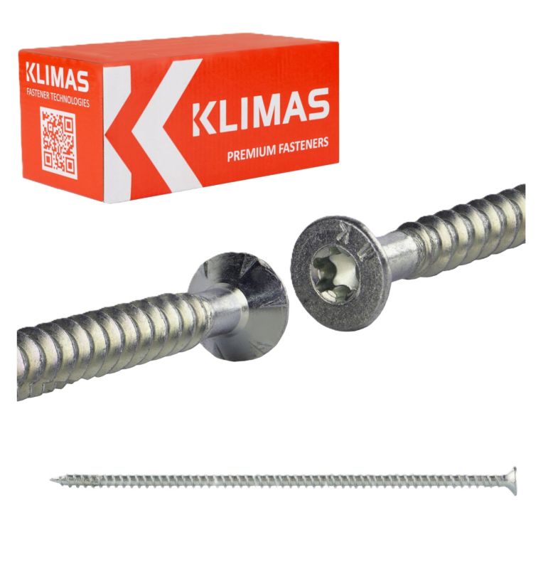 Wkręty konstrukcyjne Klimas WKFS Pełny gwint Łeb stożkowy 8x280 mm 50szt