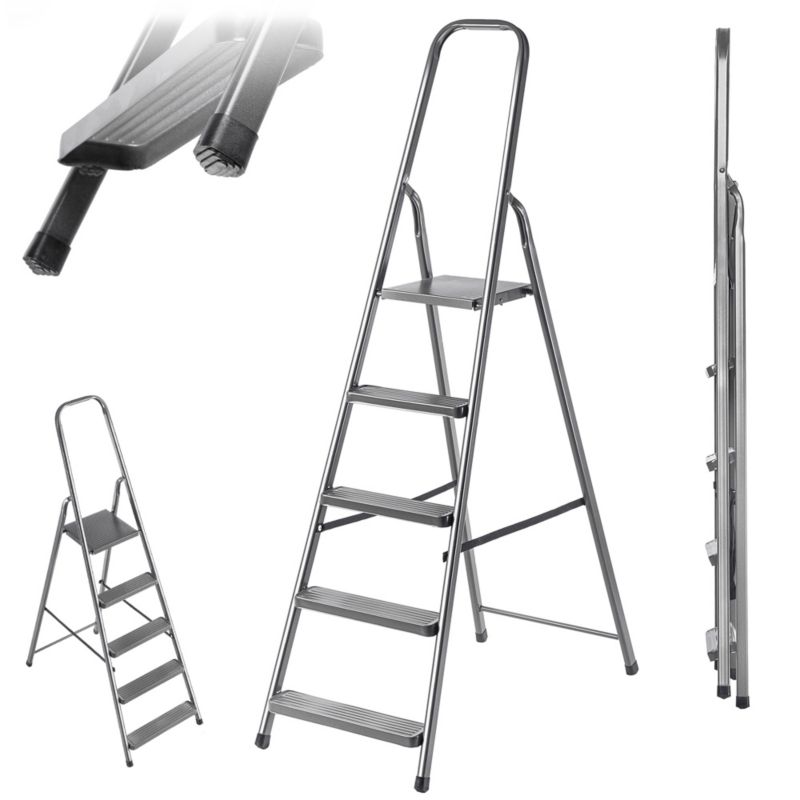 Drabina KADAX Stalowa 5 Stopniowa Domowa Drabinka Składana Stopnie Solidna 125kg 1szt.