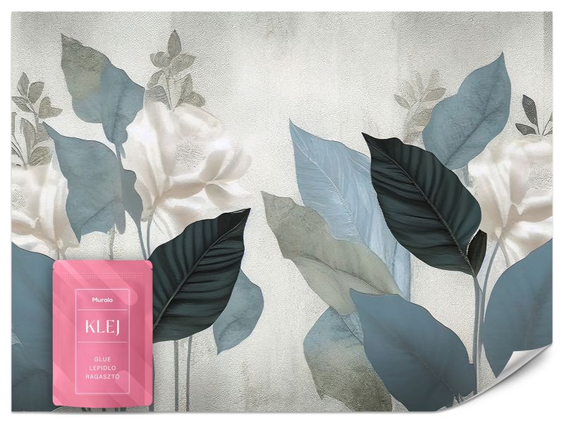 Fototapeta Muralo Abstrakcyjne Niebieskie Liście 350x256 cm 1szt.