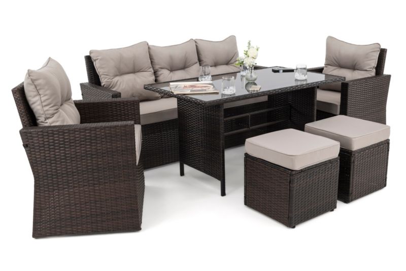 Zestaw mebli ogrodowych MebleMWM Monako technorattan brąz poduszki szare-03 1 kpl.