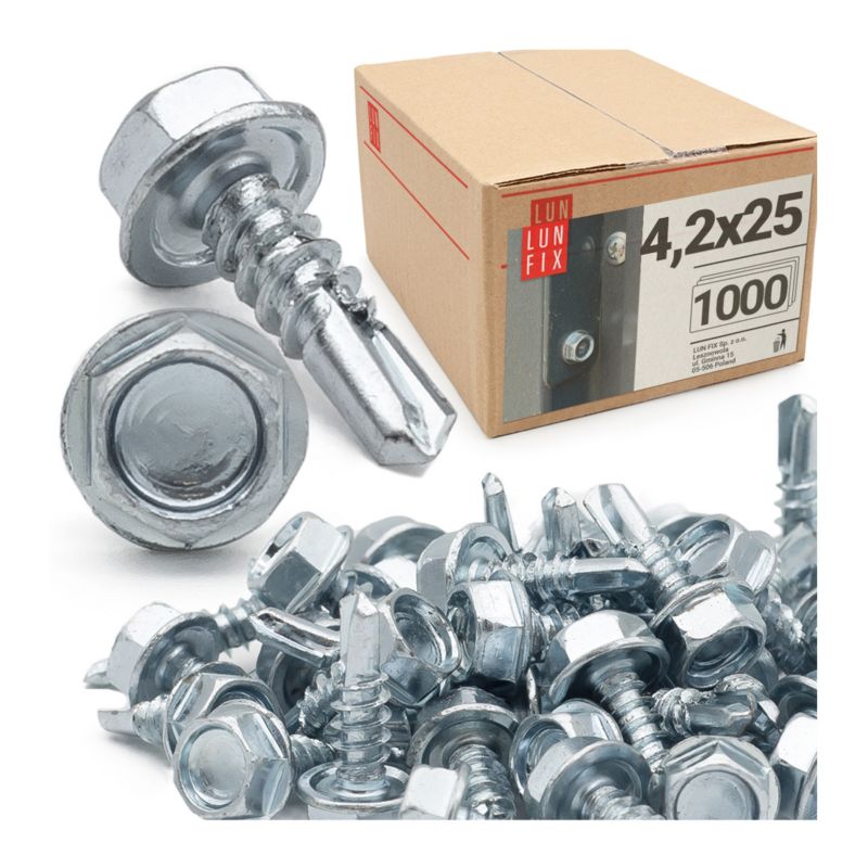 Wkręty do metalu Lun Fix samowiercące z łbem na klucz 4,2x25mm 1000szt.