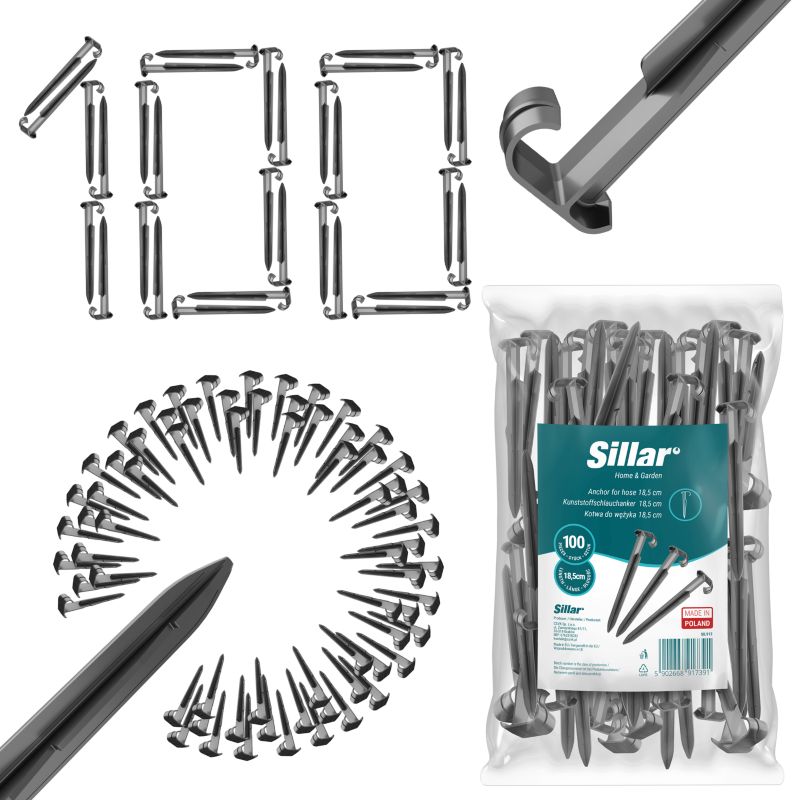 Uchwyt, Sillar, do linii kroplującej, kotwy na wąż ogrodowy, wbijane do gleby, 100szt