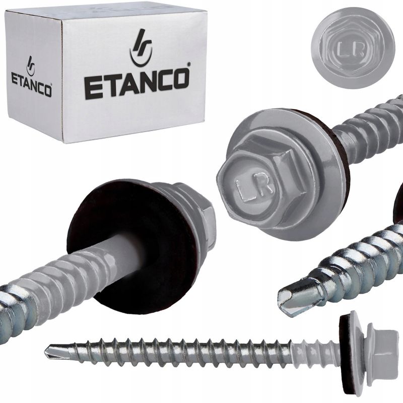 Wkręty Farmerskie Etanco Do Blachy, Zszywka 4,8X20Mm, Ral 9006 250 szt.