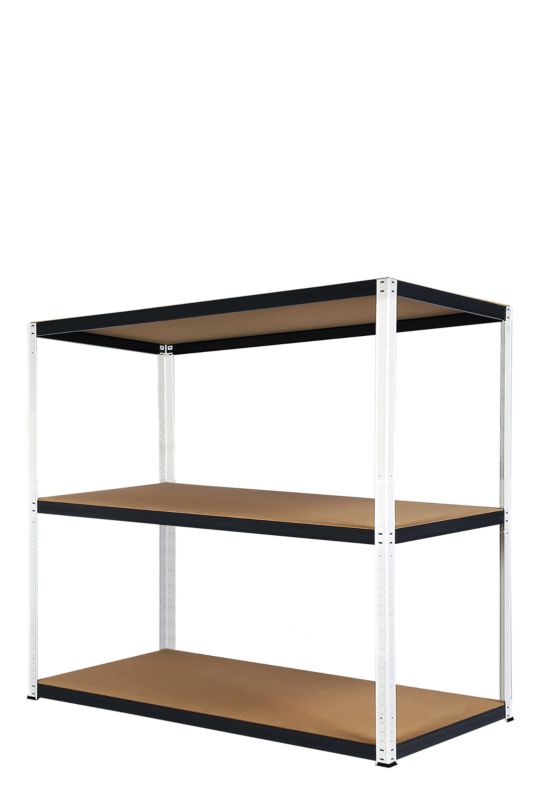 Regał magazynowy garażowy metalowy MODO24 biało-grafitowy helios 106x180x50cm 3 półki po 275 kg 1 szt.