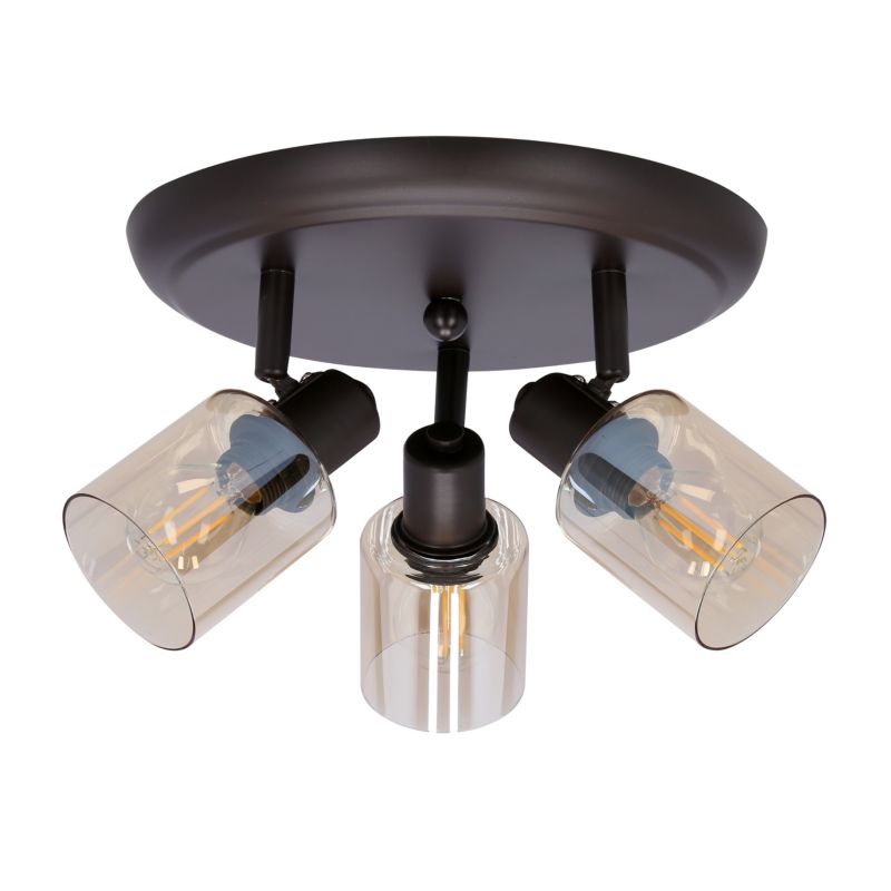 Lampa sufitowa bursztynowe klosze Candellux Agra czarno-bursztynowa 3xE14x40W IP20 wym:17x35x35cm - 1 szt.