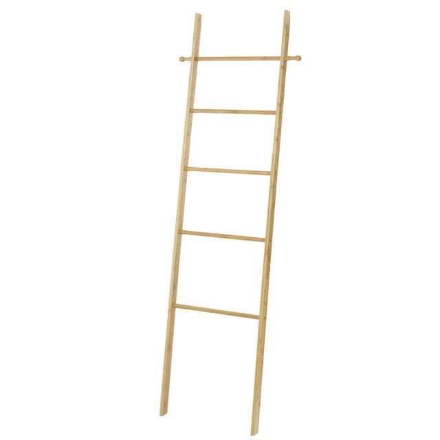 Wieszak drabina Wenko Bahari brązowy bambusowy, 5 szczebli, stojący, 1 szt.