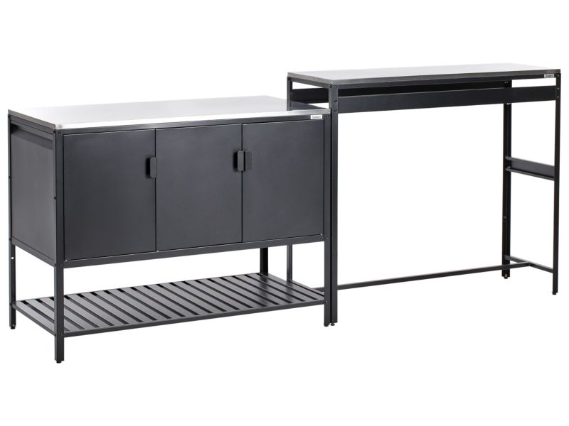 2 częściowa kuchnia ogrodowa ze stołem barowym Maenza Metal Czarny 1 szt.