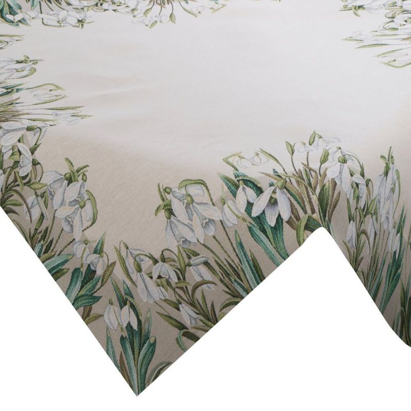 Obrus gobelinowy 1300/NAT Eurofirany 100x100 cm przebiśniegi dekoracyjny beżowy 1 szt.