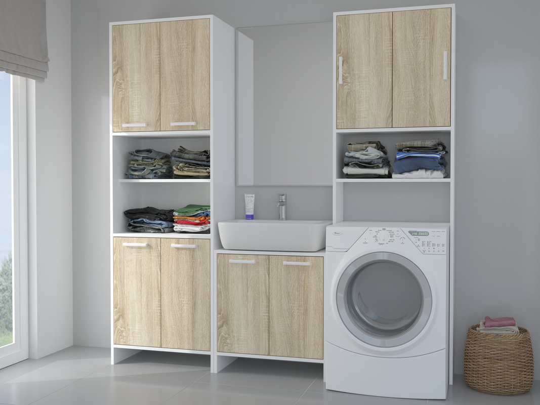 Zestaw mebli łazienkowych z szafką pod umywalkę MORENA dąb sonoma