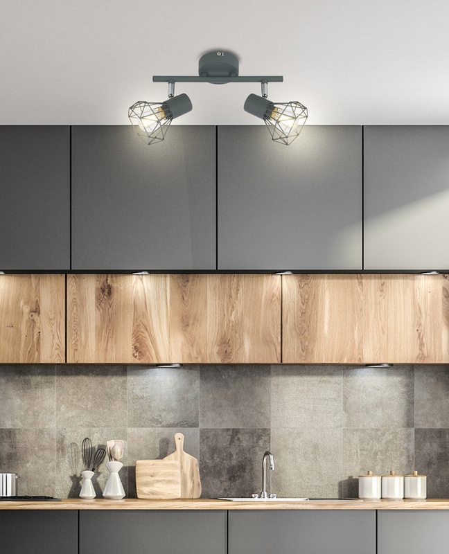 Szary kinkiet nad lustro 2-płomienny do łazienki VERVE metal